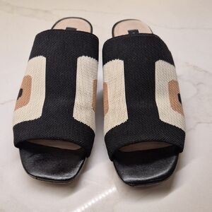 Sanctuary Black and Cream Mules